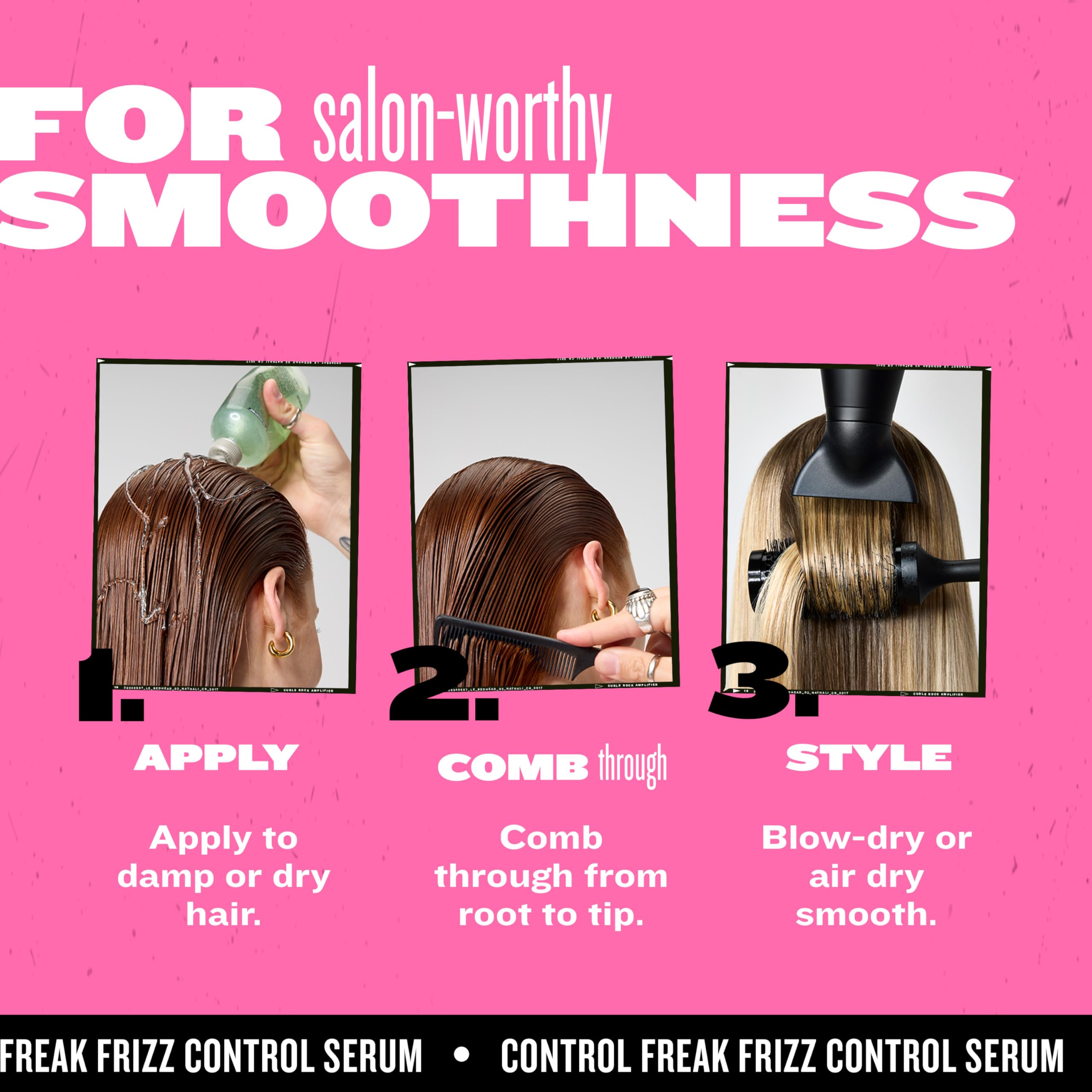 Bed Head Control Freak adds shine and soft texture to hair.