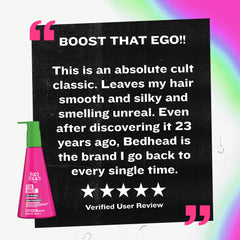Bed Head Ego Boost bottle and cap highlight travel-friendly styling.