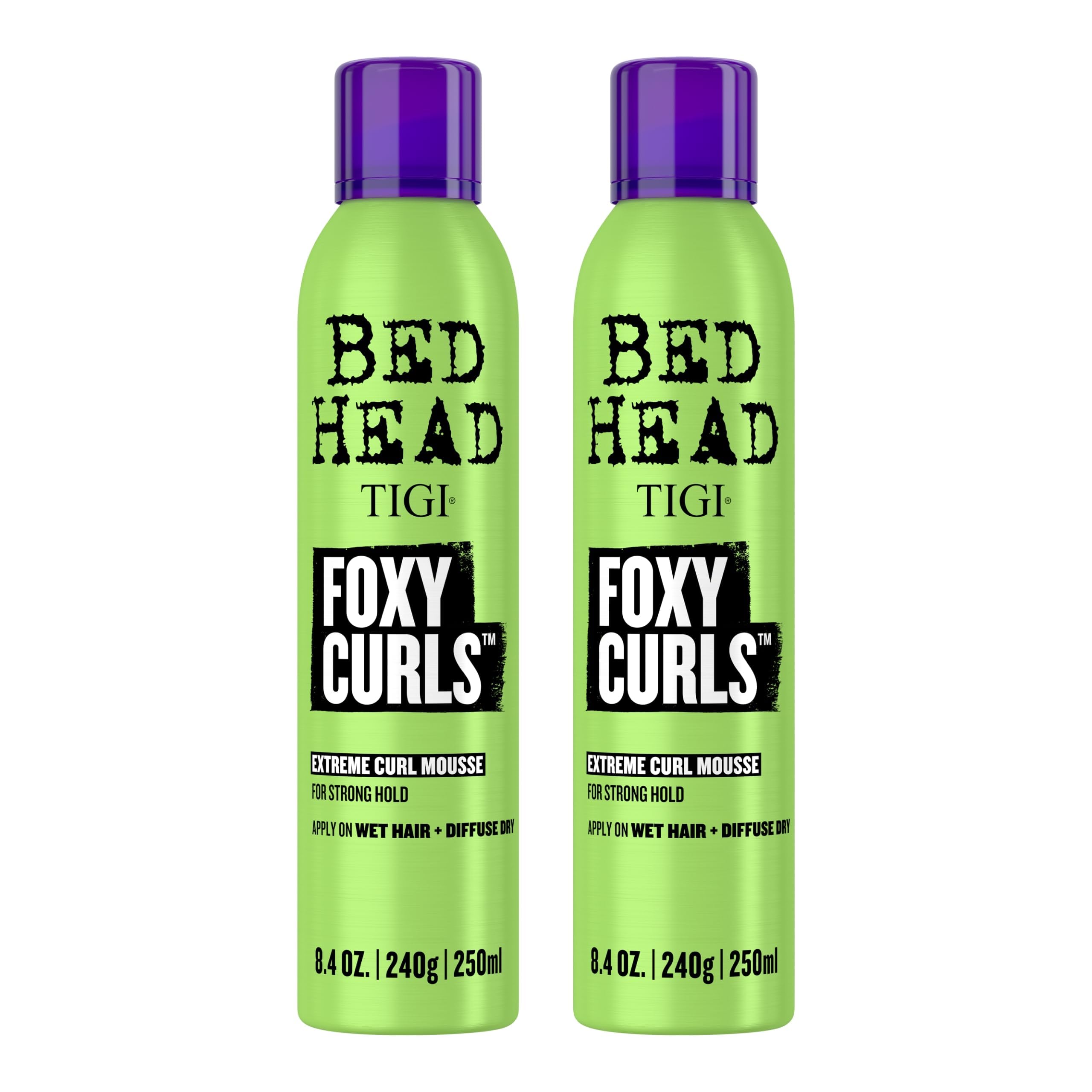 Bed Head Foxy Curls Mousse bottle for frizz-free curls and heat protection.