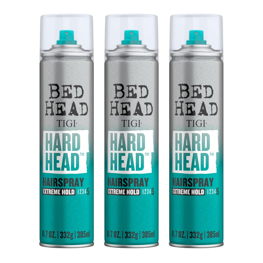 Bed Head Hard Head extreme-hold bottle for strong, controllable styles.