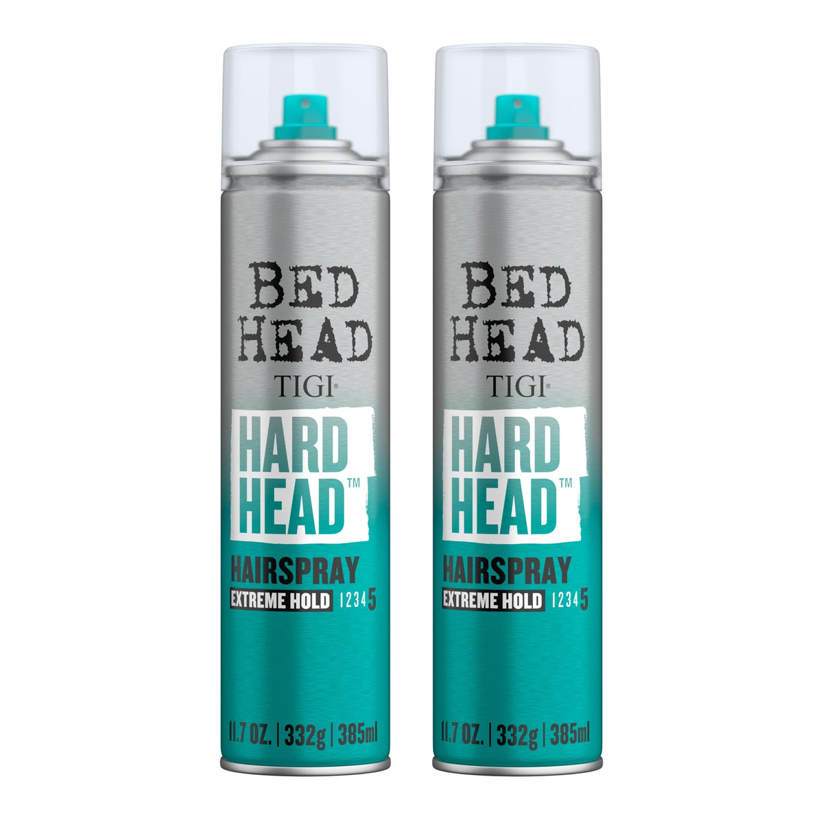 Bed Head Hard Head hairspray bottle with ultra-strong hold for all hairstyles.