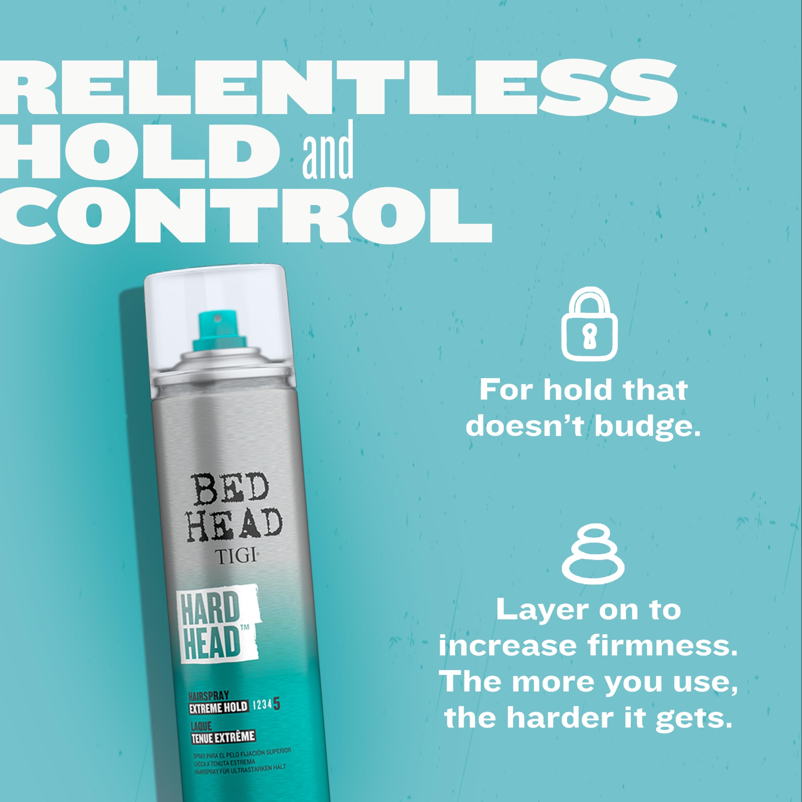 Bed Head Hard Head on dry hair demonstrates easy styling and layering for firmness.