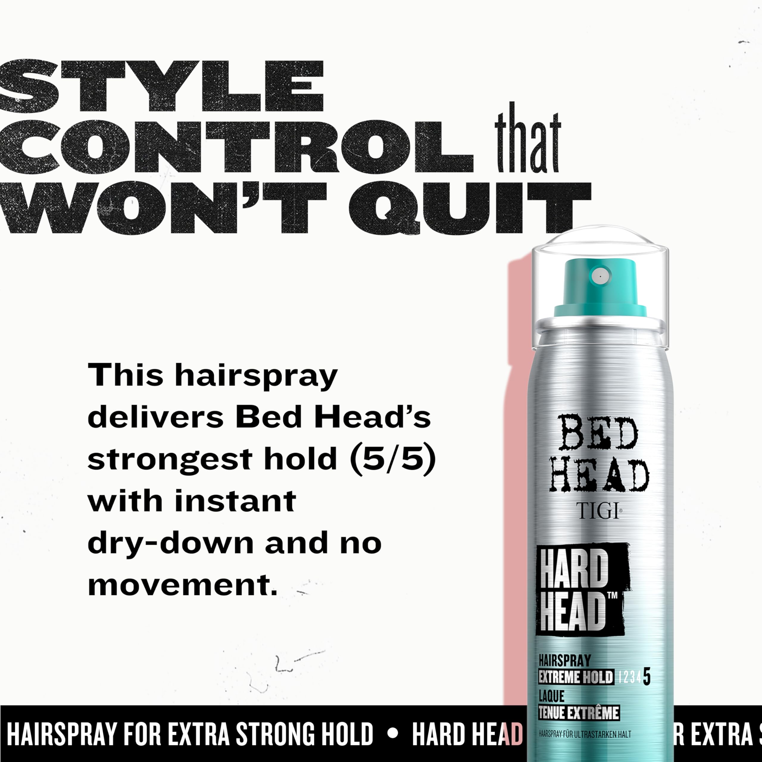 Bed Head Hard Head hairspray two-pack display highlights value and ready-to-style option.