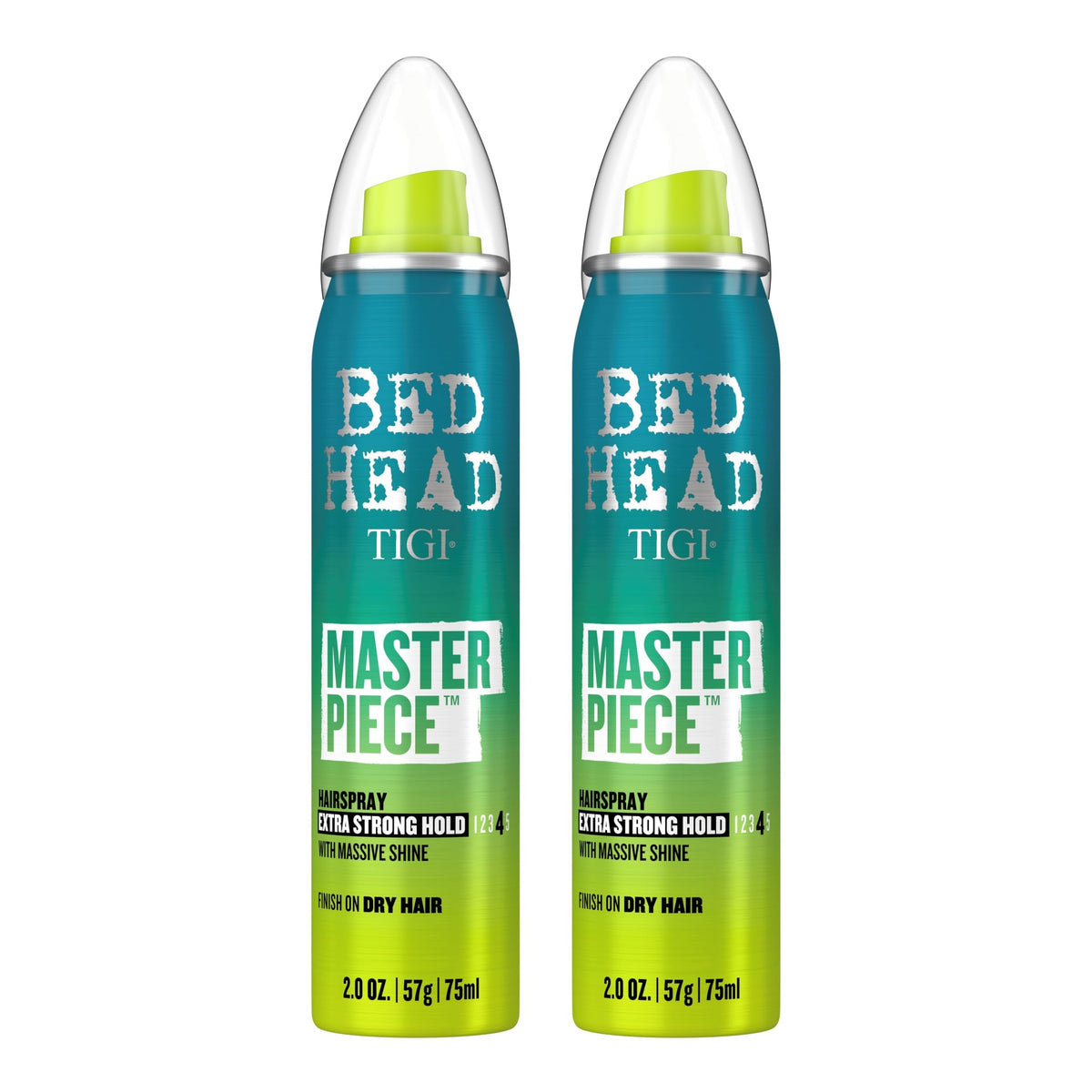 Bed Head Masterpiece Hairspray bottle close-up showing strong hold