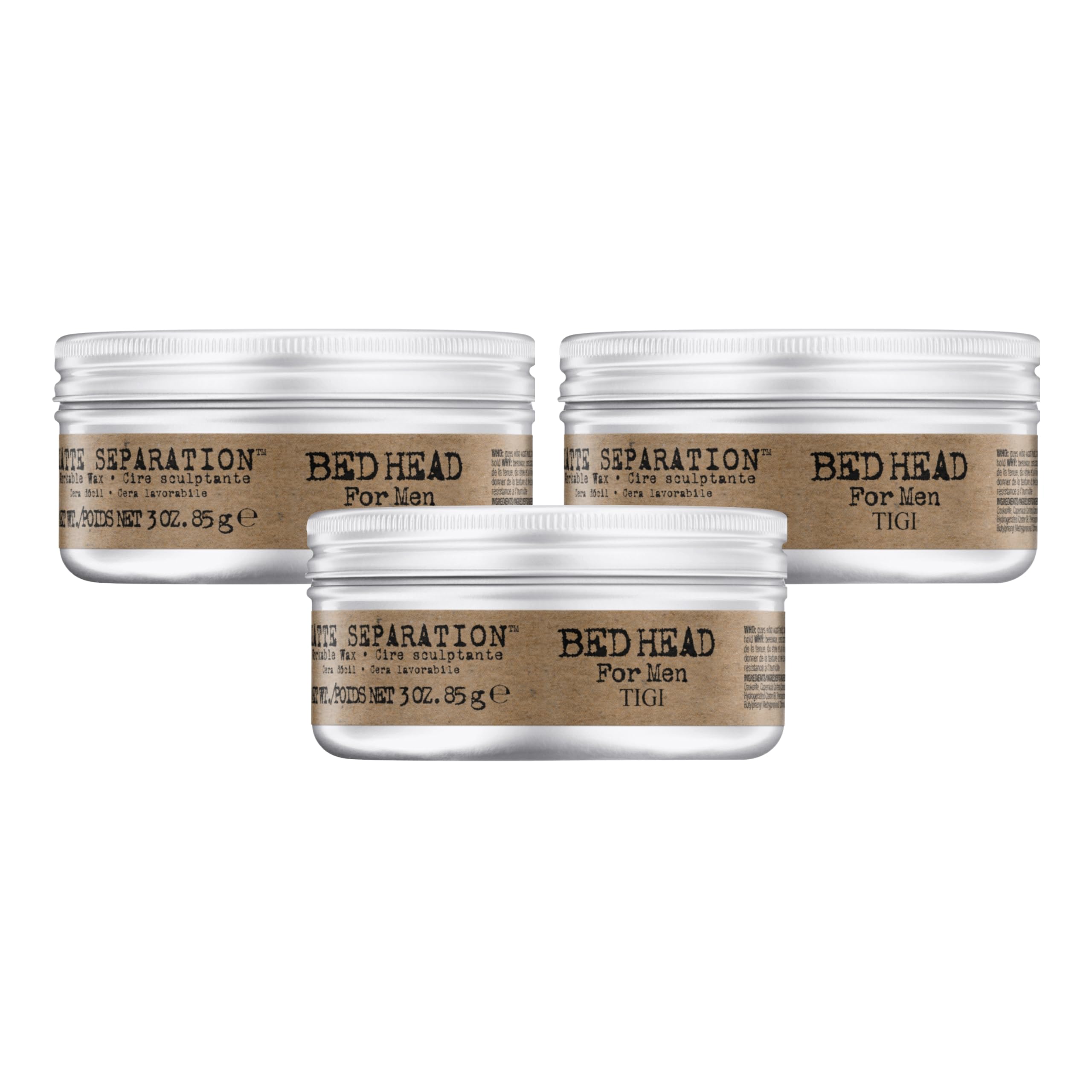 Bed Head matte separation wax application for versatile texture and defined style.