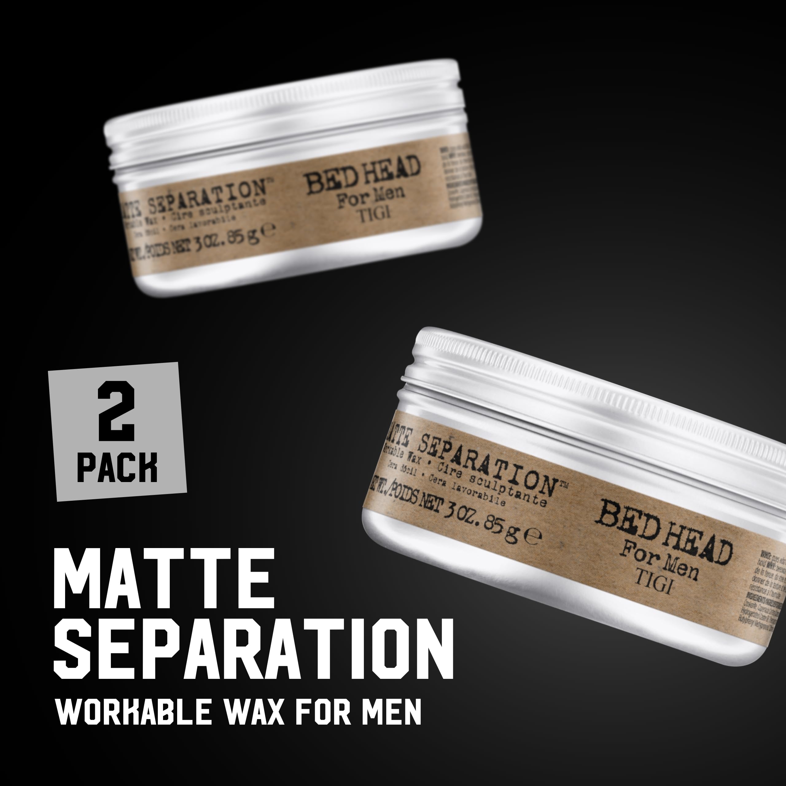 Bed Head Matte Separation Wax warmed between palms for texture on hair.