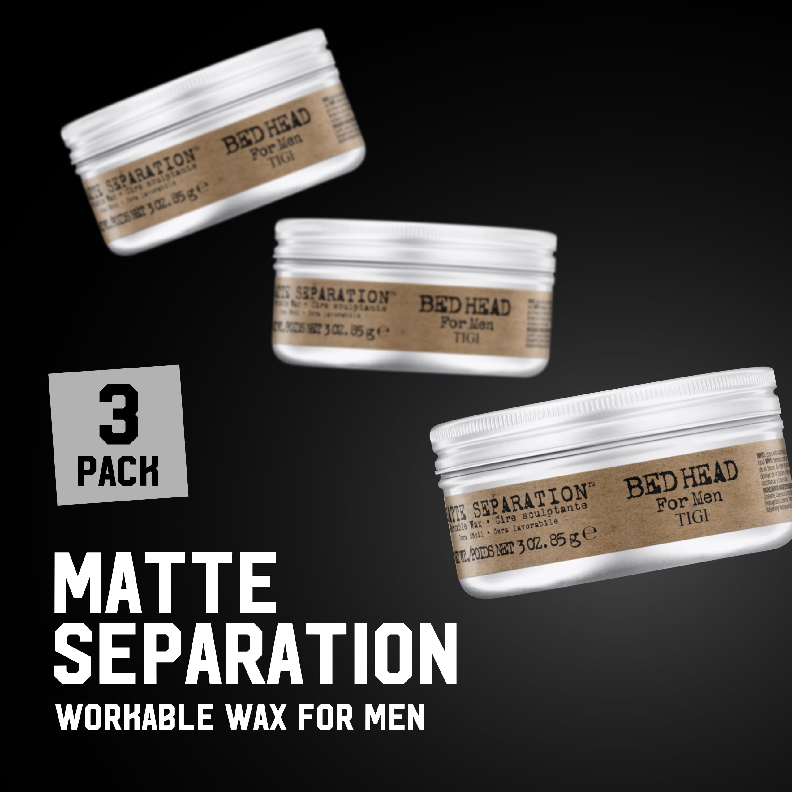 Bed Head men's hair wax provides texture and definition for lasting form.