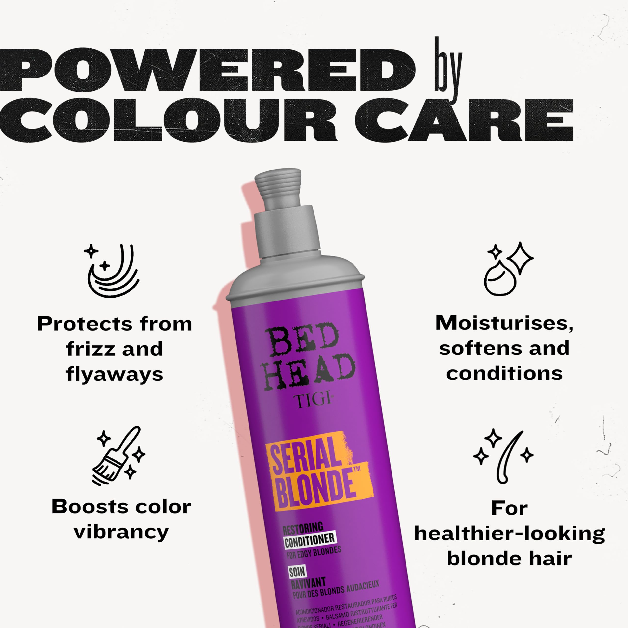 Bed Head Serial Blonde Conditioner creamy texture visible for smooth application.