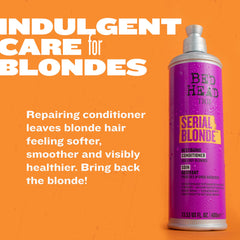 Bed Head Serial Blonde Conditioner hair-tone boost implied for vibrancy.