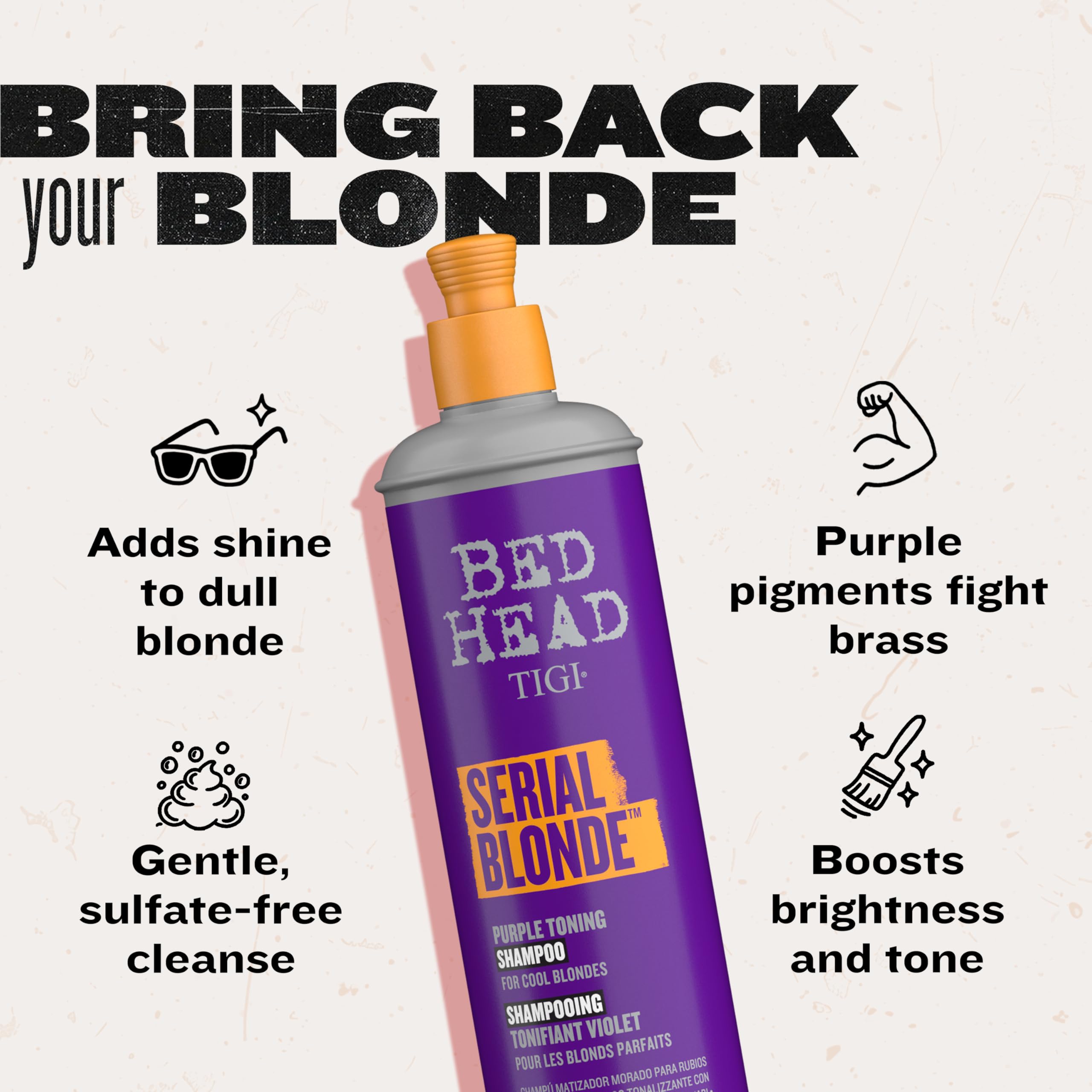 Bed Head Serial Blonde conditioner on bathroom counter ready for use