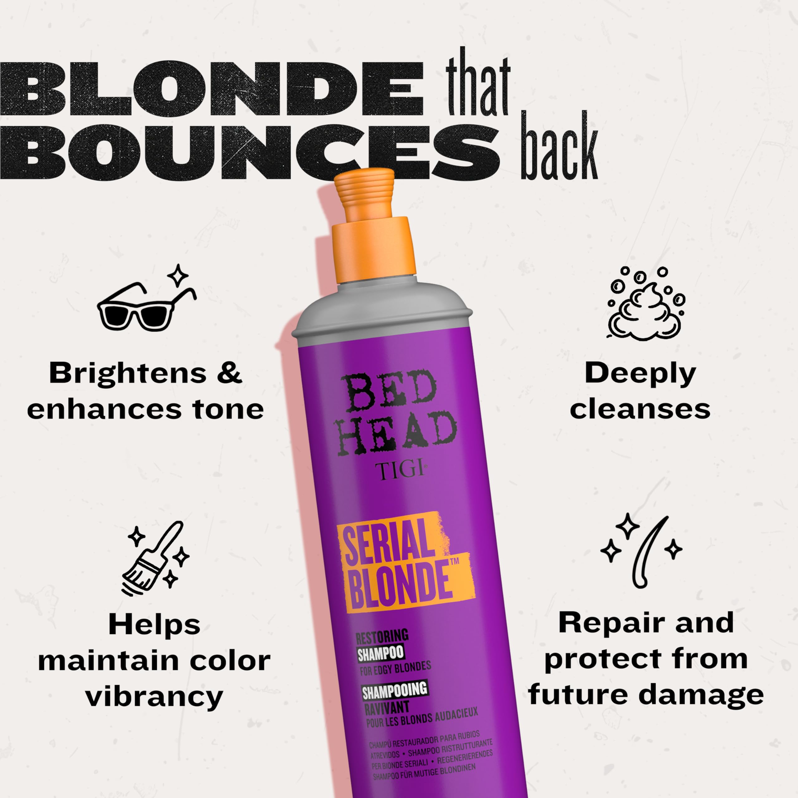 Bed Head Serial Blonde Shampoo foam lather showing luxurious cleansing texture