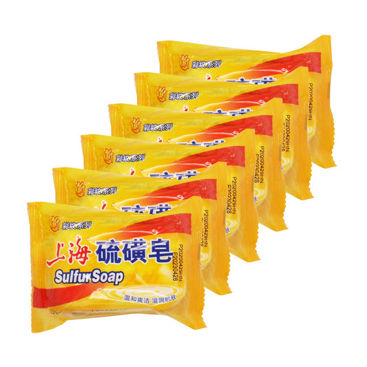 Bee & Flower Shanghai sulfur soap packaging close-up for easy six-bar family pack
