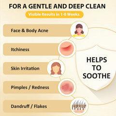 Bee & Flower sulfur soap applied to face and body for oil control