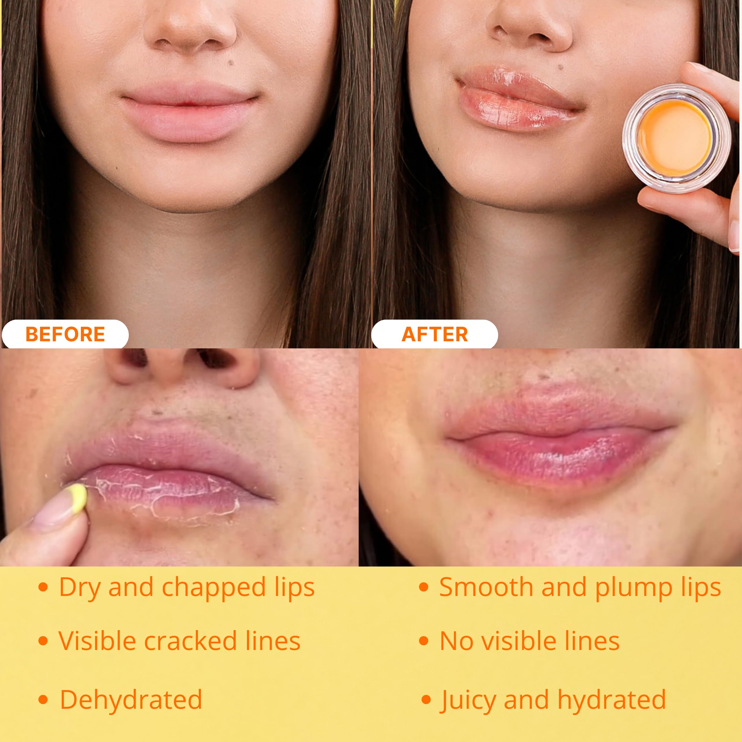 Bee Balm honey, propolis, and beeswax hydrate and seal moisture on lips.