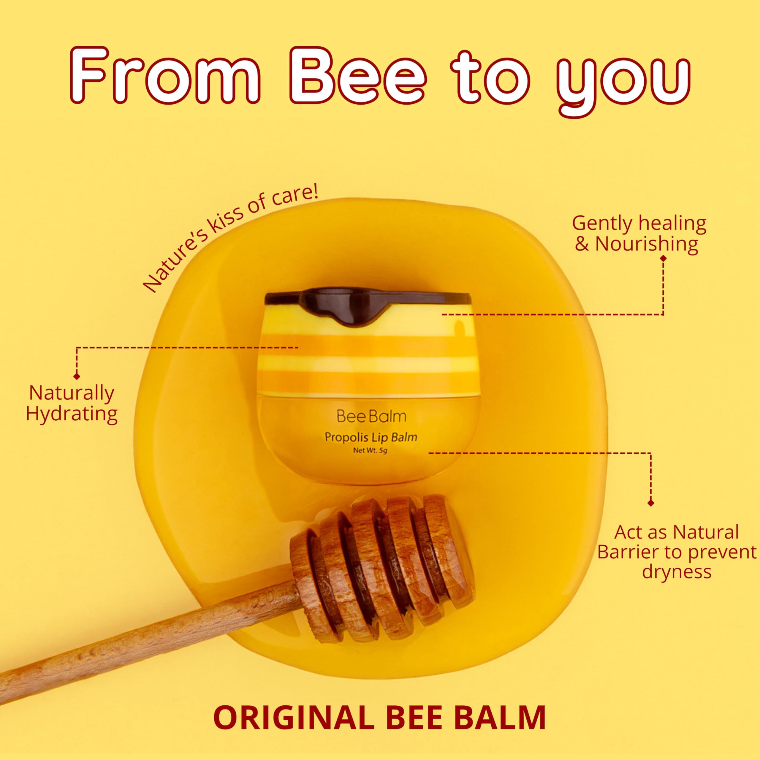 Bee Balm strawberry flavor supports daily hydration for supple lips.