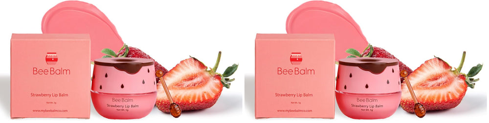 Bee Balm Original lip balm strawberry honey pot hydrates dry lips for comfort.
