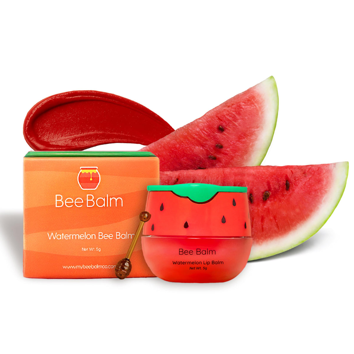 Bee Balm Original Watermelon Lip Balm pot for hydration and smooth lips.