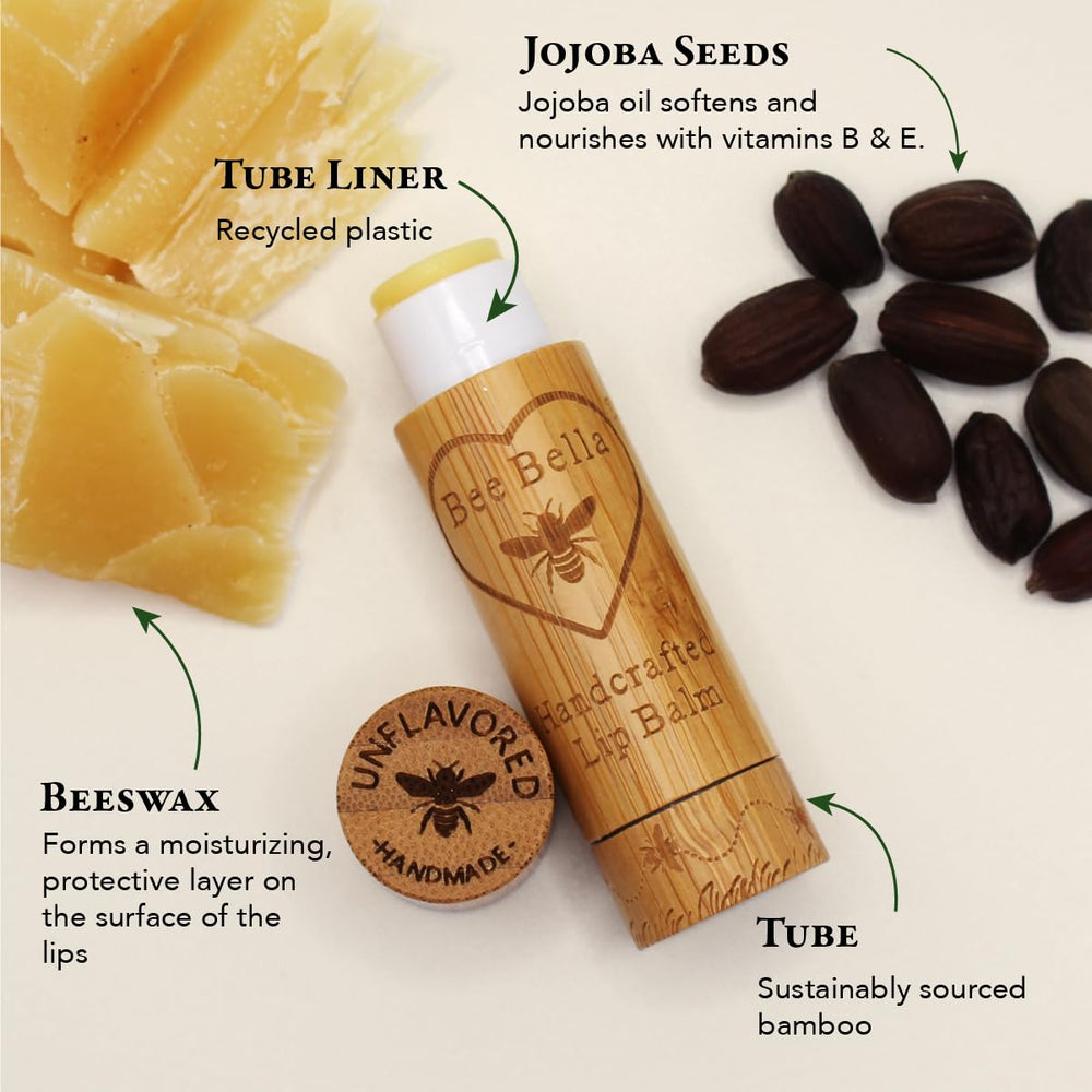 Bee Bella beeswax lip balm barrier protection.