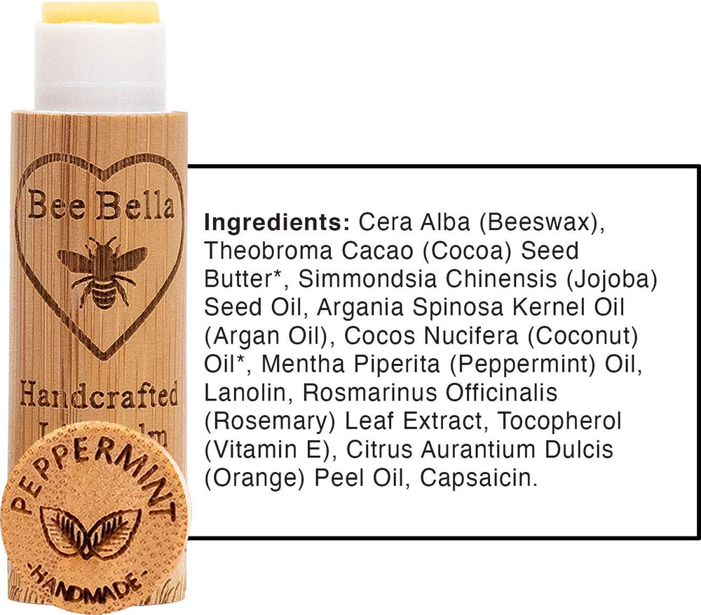 Bee Bella Lip Balm Peppermint packaging highlights gift-ready presentation.