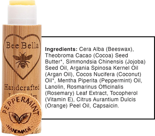 Bee Bella Lip Balm Peppermint packaging highlights gift-ready presentation.