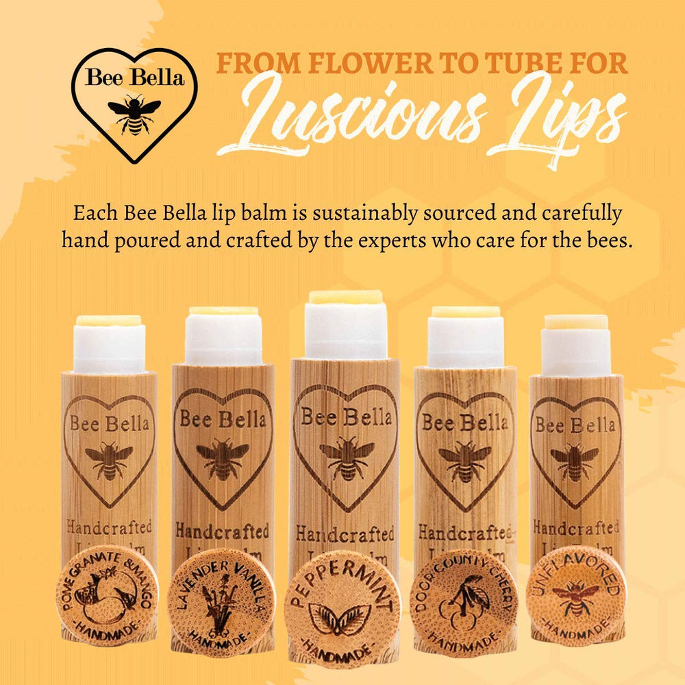 Bee Bella Lip Balm Peppermint tube close-up reveals smooth application.