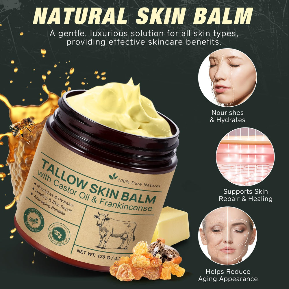 Beef Tallow Frankincense Balm for hands and elbows provides gentle moisture