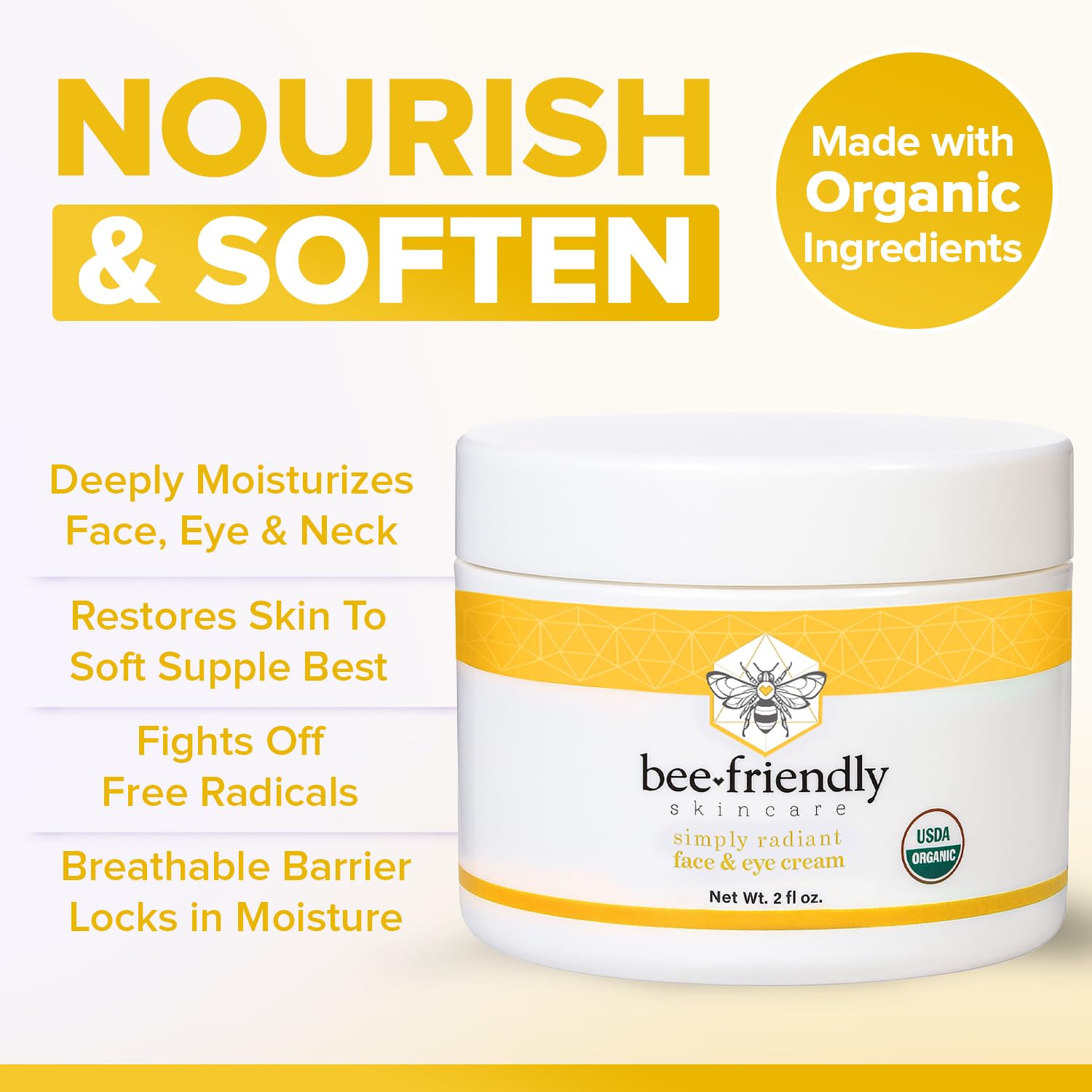BeeFriendly Organic Cream texture swatch for face and eye area