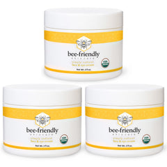 BeeFriendly Organic Cream jar on clean surface signals handmade USA quality