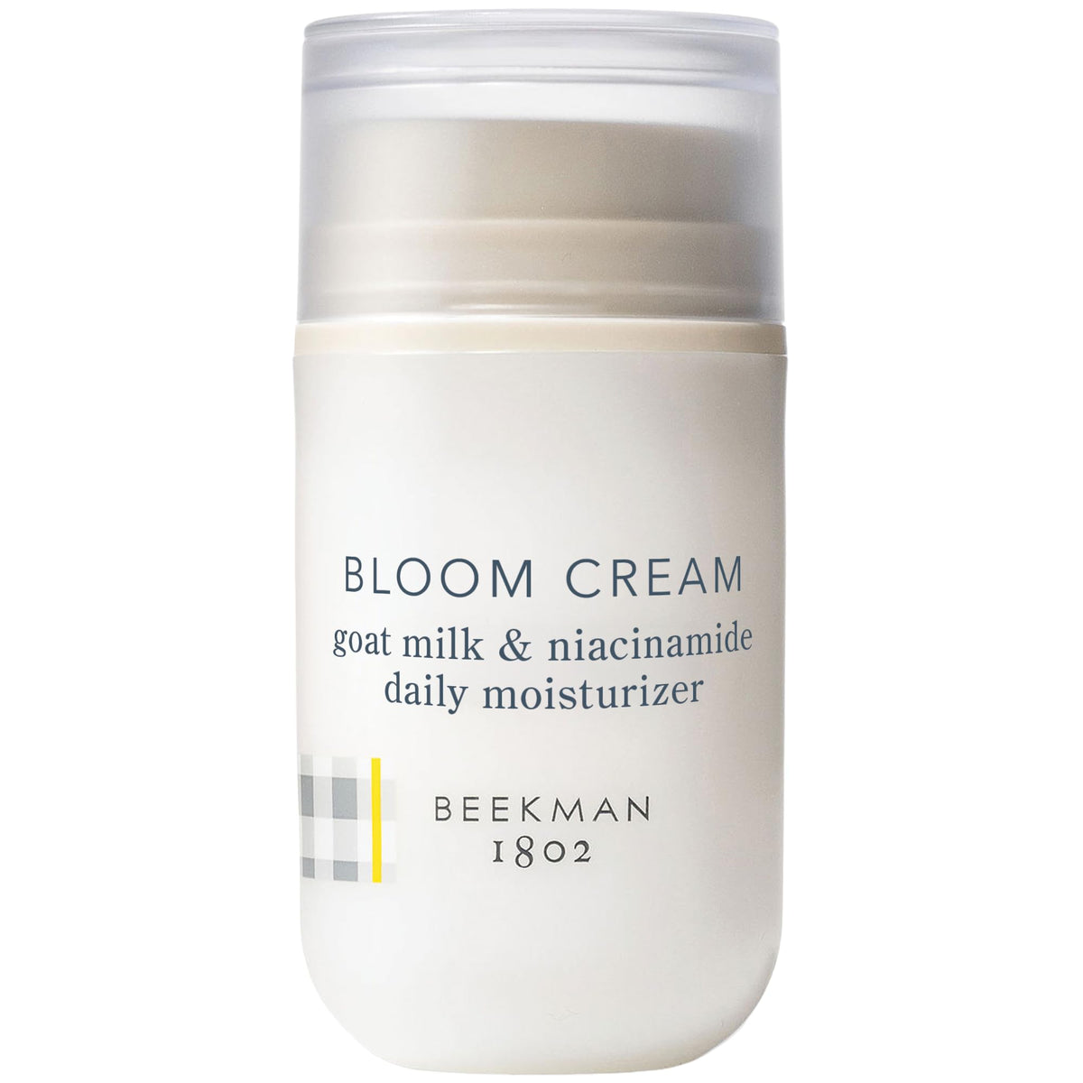 Beekman 1802 Bloom Cream goat milk jar close-up for daily hydration.