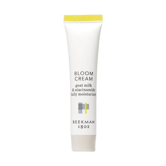 Beekman 1802 Bloom Cream jar close-up showing creamy texture for hydration