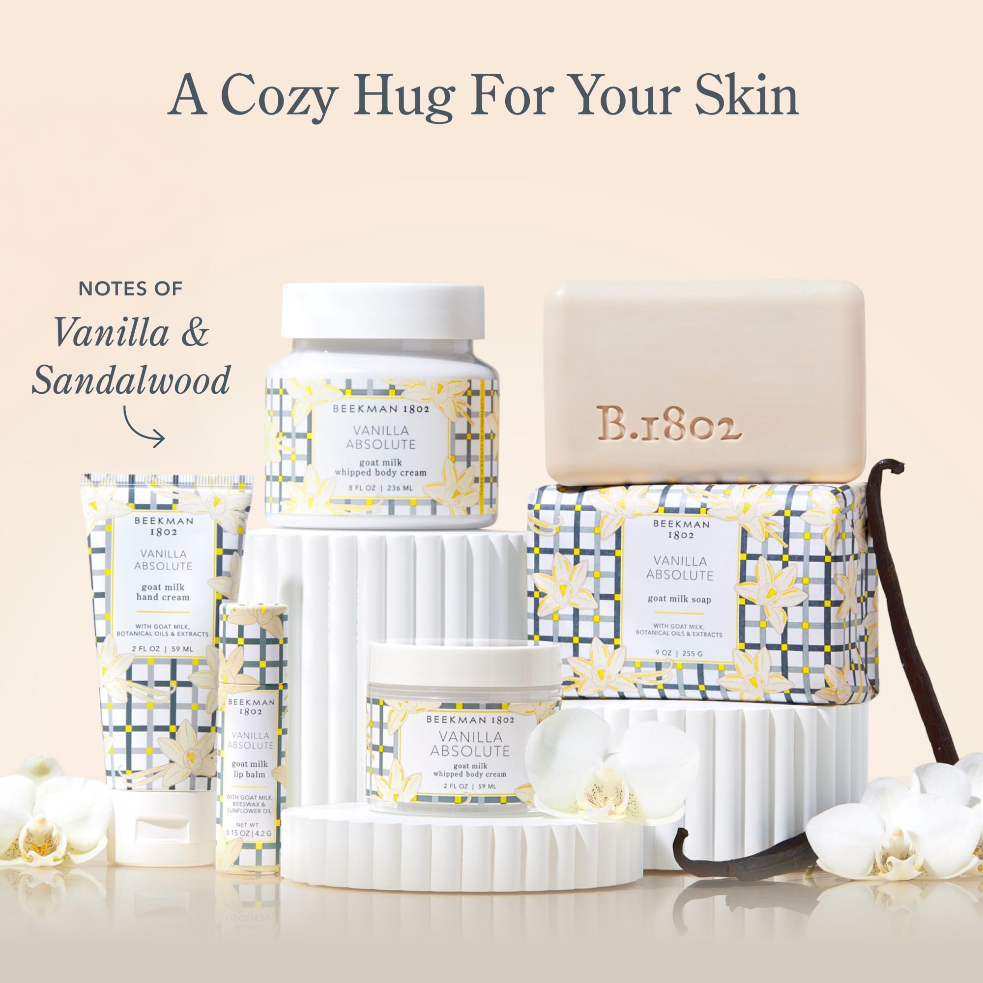 Beekman 1802 Vanilla Absolute wipes ingredients goat milk and aloe for gentle nourishment