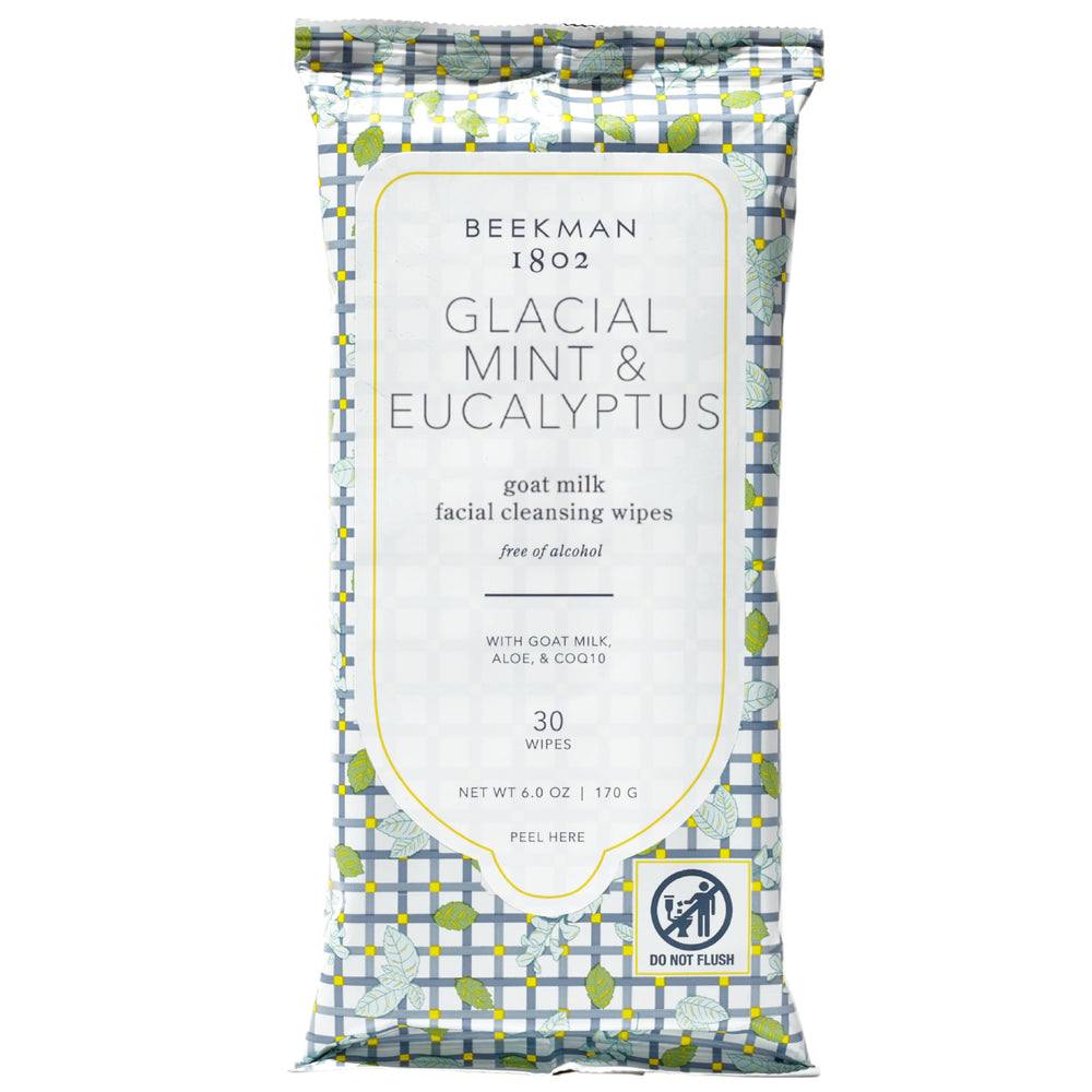 Beekman 1802 Glacial Mint and Eucalyptus wipes bottle for quick cleansing