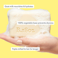 Beekman 1802 goat milk soap bar with eucalyptus aroma for refreshing shower routine