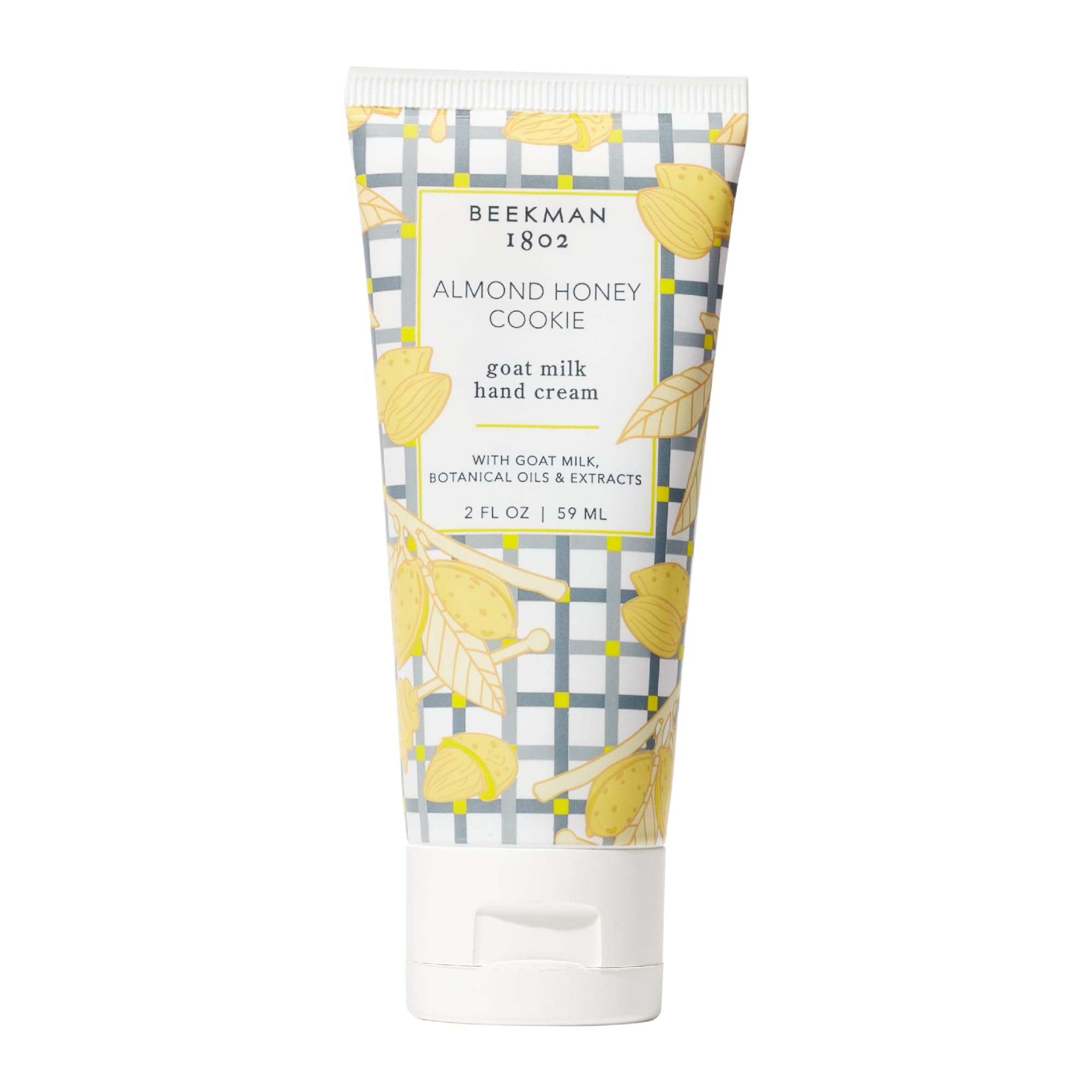 Beekman 1802 goat milk hand cream almond honey cookie scent bottle close-up