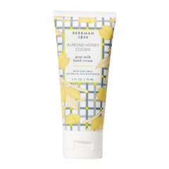 Beekman 1802 goat milk hand cream almond honey cookie scent bottle close-up