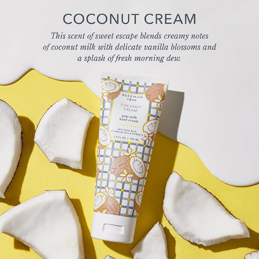 Beekman 1802 Goat Milk Hand Cream Coconut Cream application delivers quick absorption and lasting hydration.