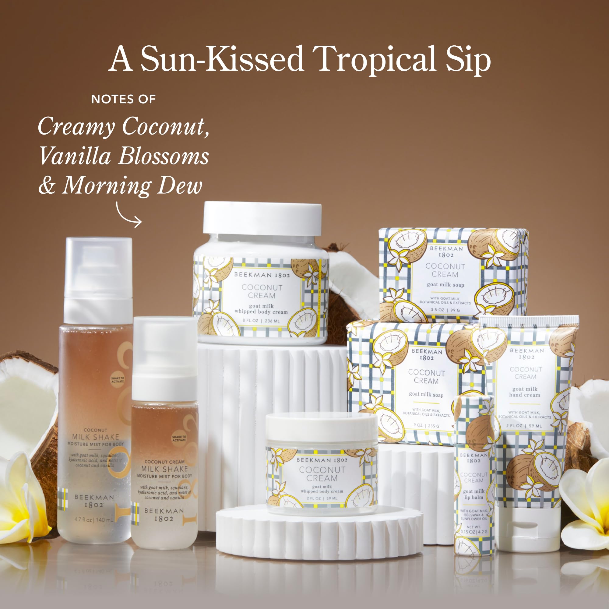 Beekman 1802 Goat Milk Hand Cream fragrance closeup highlights almond, honey, vanilla notes.