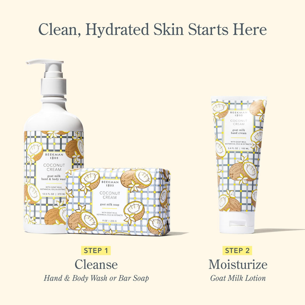 Beekman 1802 jojoba oil detail emphasizes deep moisture during cleansing.