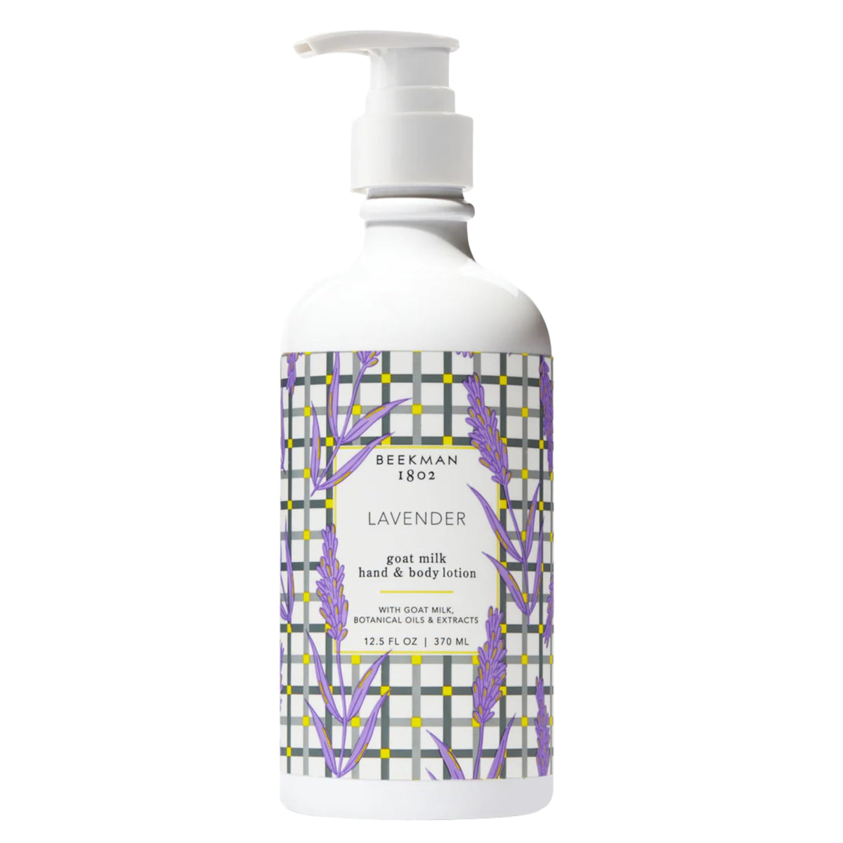 Beekman 1802 goat milk lotion lavender pump for deep hydration.