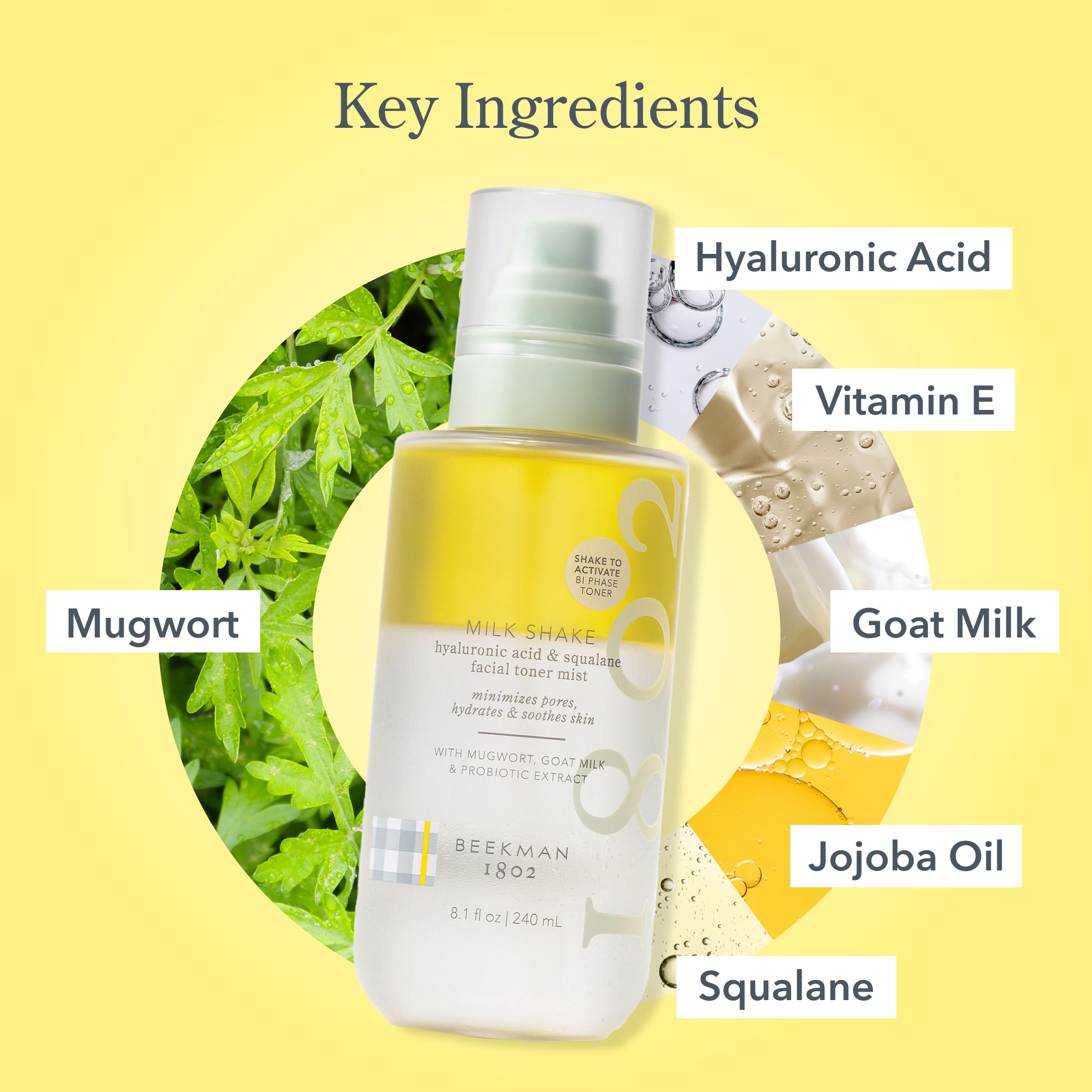 Beekman 1802 Milk Shake with hyaluronic acid and squalane hydration.