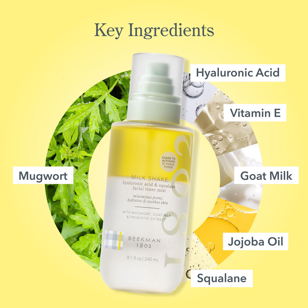 Beekman 1802 Milk Shake with hyaluronic acid and squalane hydration.
