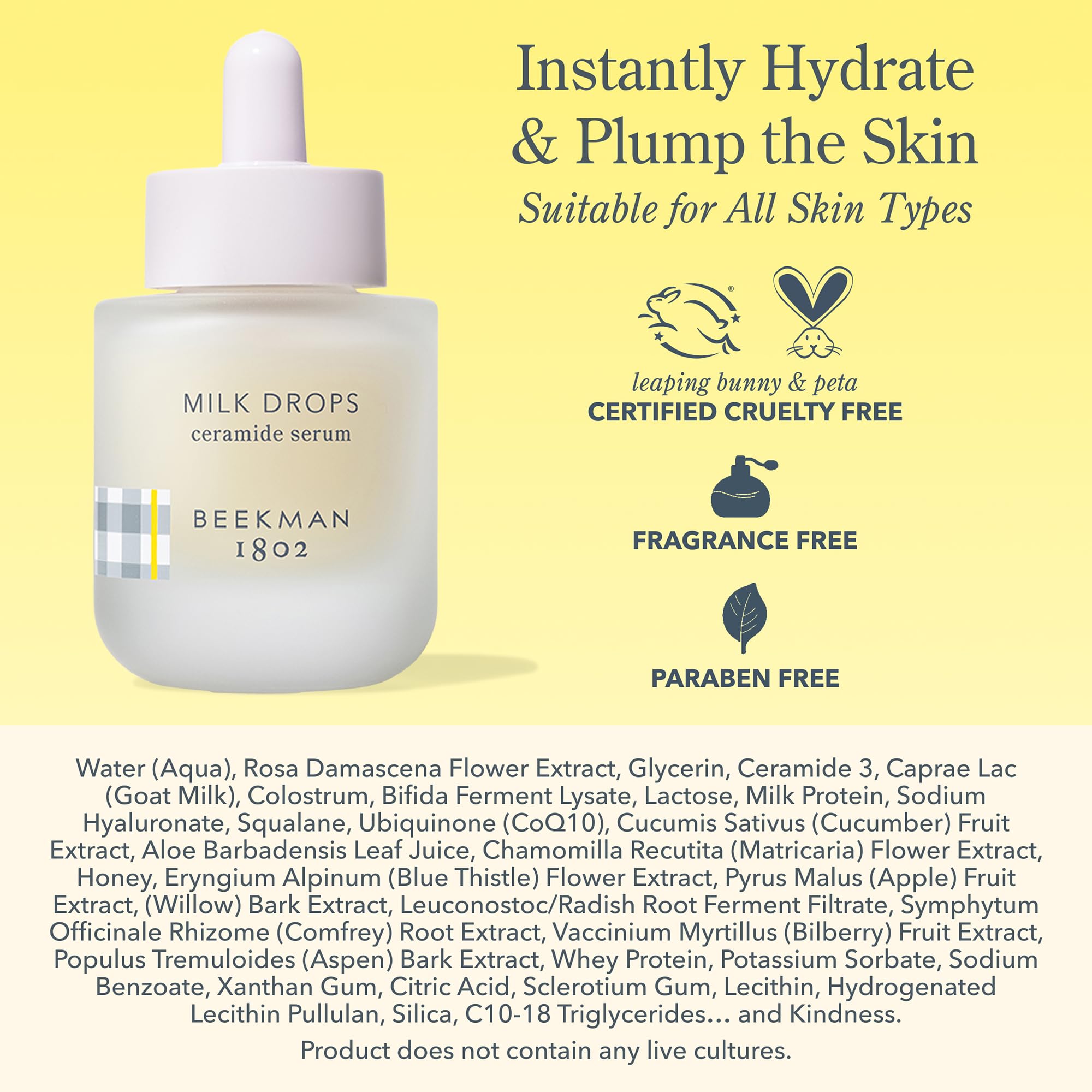 Beekman 1802 Milk Drops Serum routine shot for daily hydration