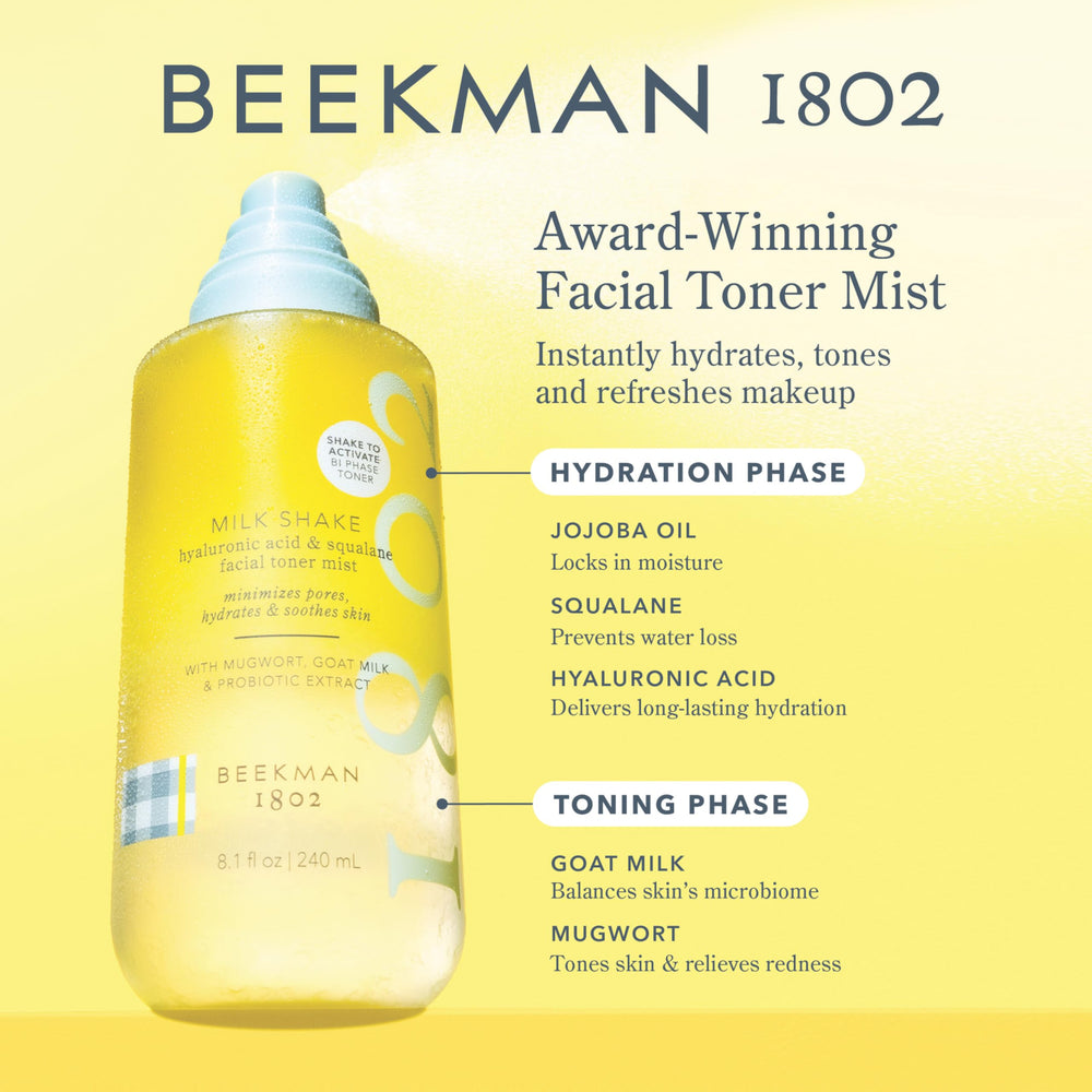 Beekman 1802 Milk Shake Face Mist mist dispenser close-up.