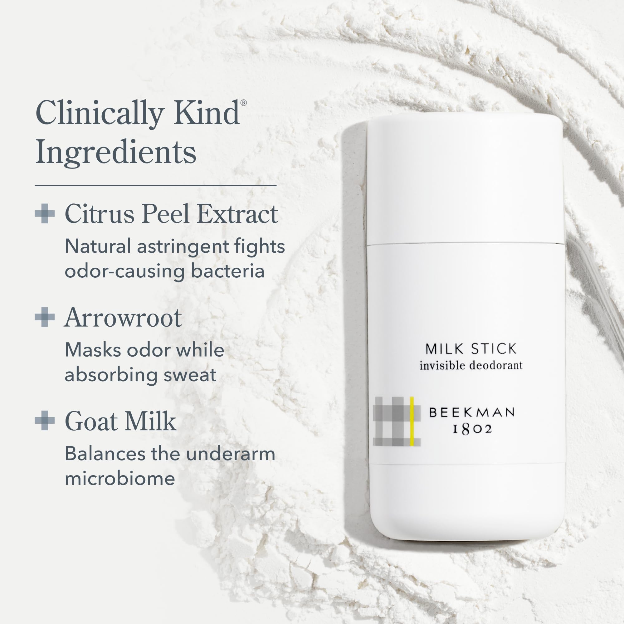 Beekman 1802 Milk Stick glides on smoothly for discreet, all-day coverage.