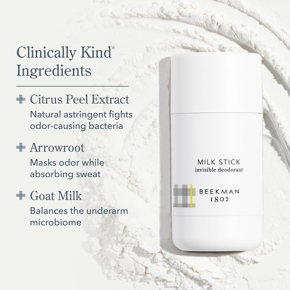 Beekman 1802 Milk Stick glides on smoothly for discreet, all-day coverage.