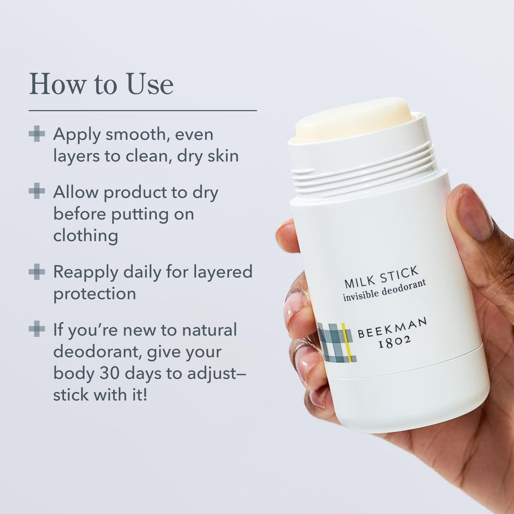 Beekman 1802 Goat milk ingredients shown for skin-friendly care.
