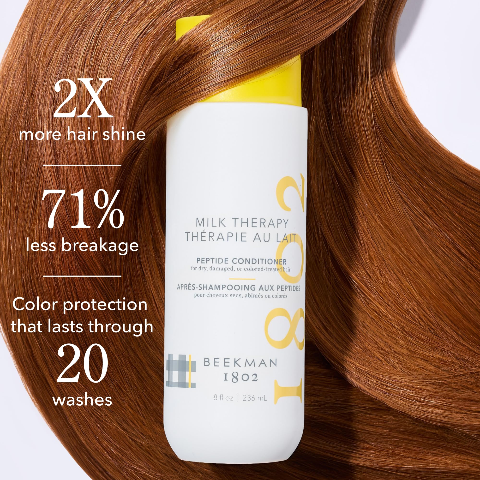Creamy Beekman 1802 conditioner texture for smooth detangling