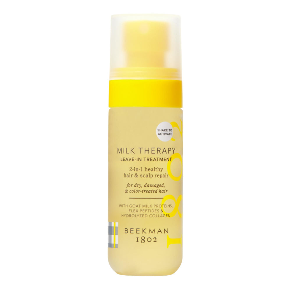 Beekman 1802 Milk Therapy Peptide Leave-In bottle for frizz control and deep hydration.