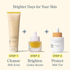 Beekman 1802 Milk Tint Primer seven-shade range on swatches.