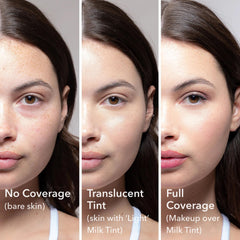 Beekman 1802 Milk Tint Primer SPF 43 swatch blends to match light skin tone.